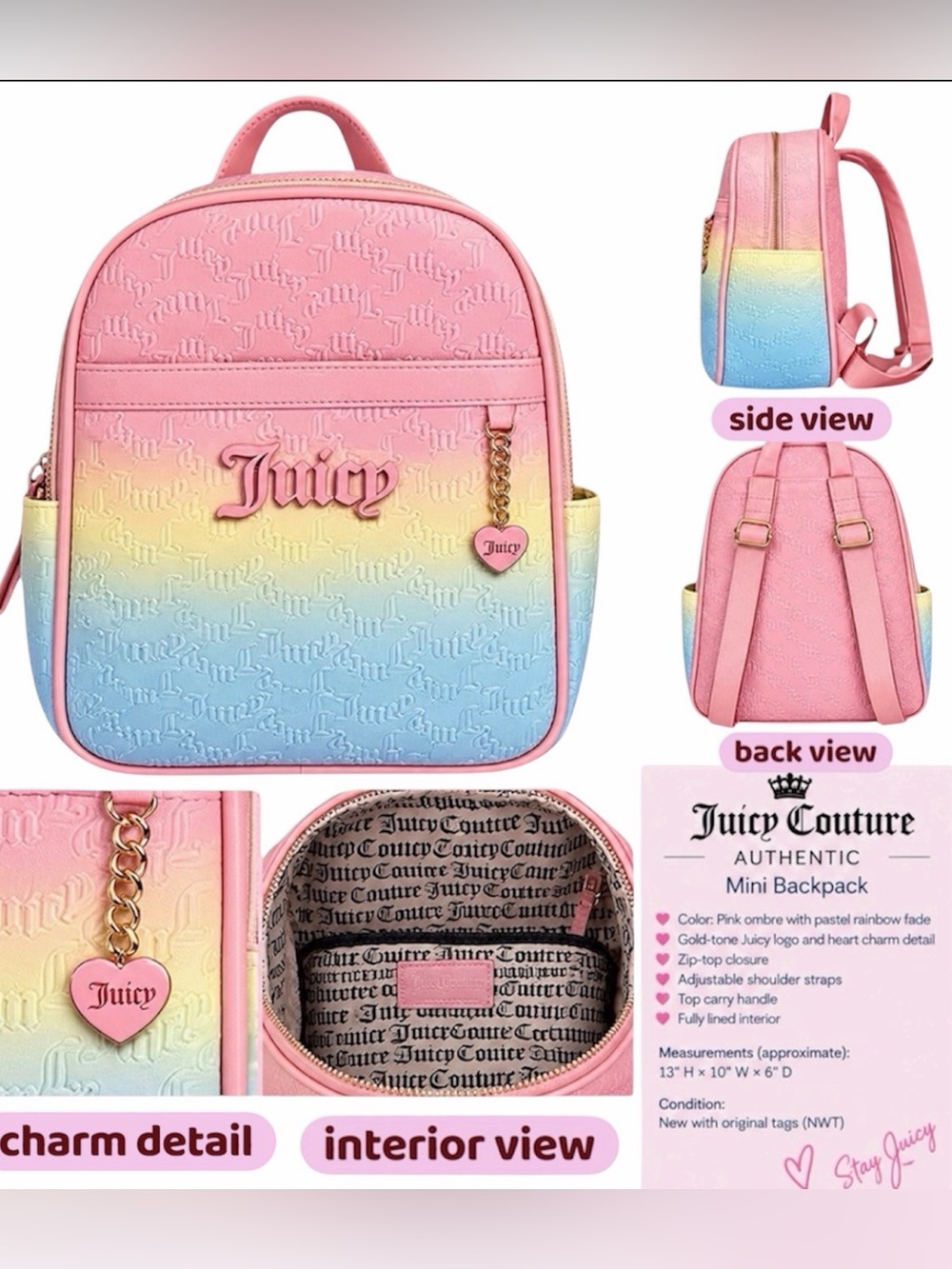new* Juicy Couture Heartless Backpack in Ombre